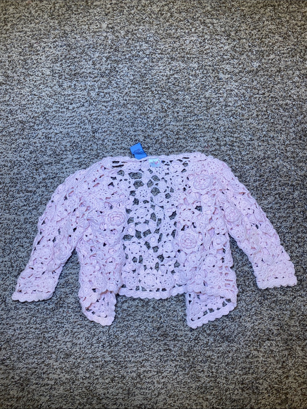 Koala Kids Light Pink Crochet Flower Cardigan